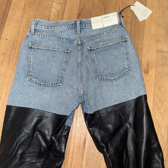 Agolde 90’s Pinch Waist - Half Leather Half Jean - Picture 4 of 6
